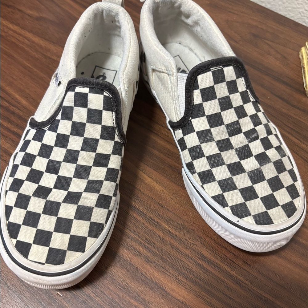Vans Kids Black and White Checkered Slip-On Sneakers